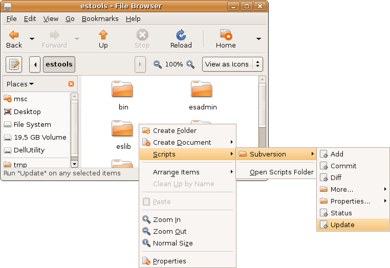 Subversion scripts for Nautilus in action.